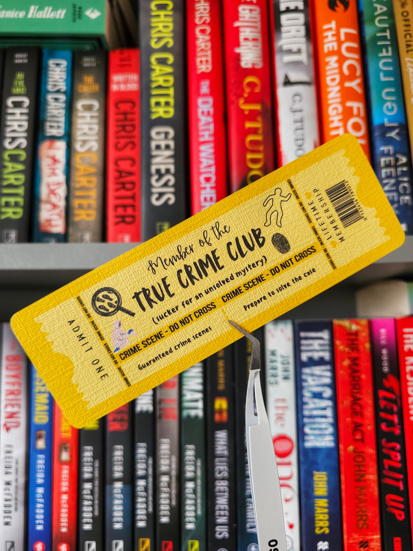 The True Crime Book Club Ticket Bookmark