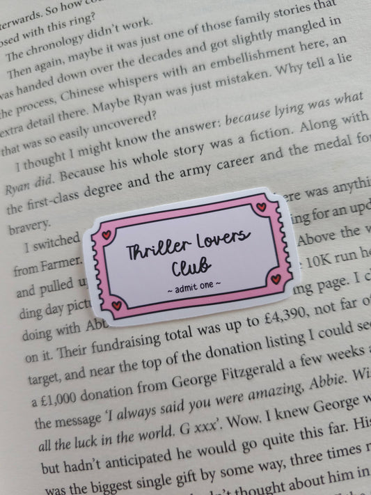 Thriller Lovers Club Ticket Vinyl Sticker