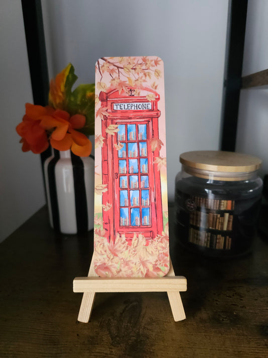 Library in the Leaves Red Telephone Box Bookmark
