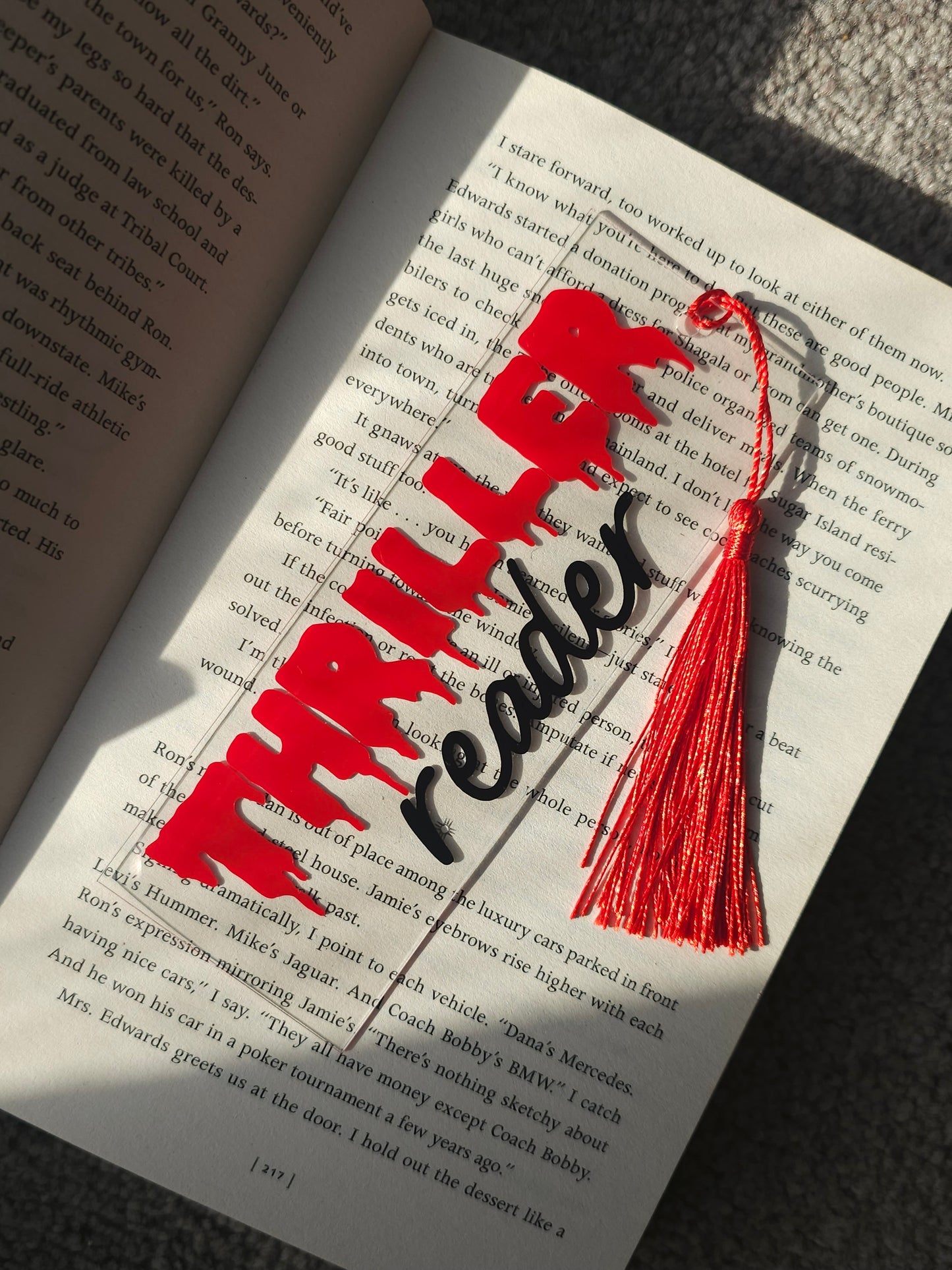 Thriller Reader Acrylic Bookmark