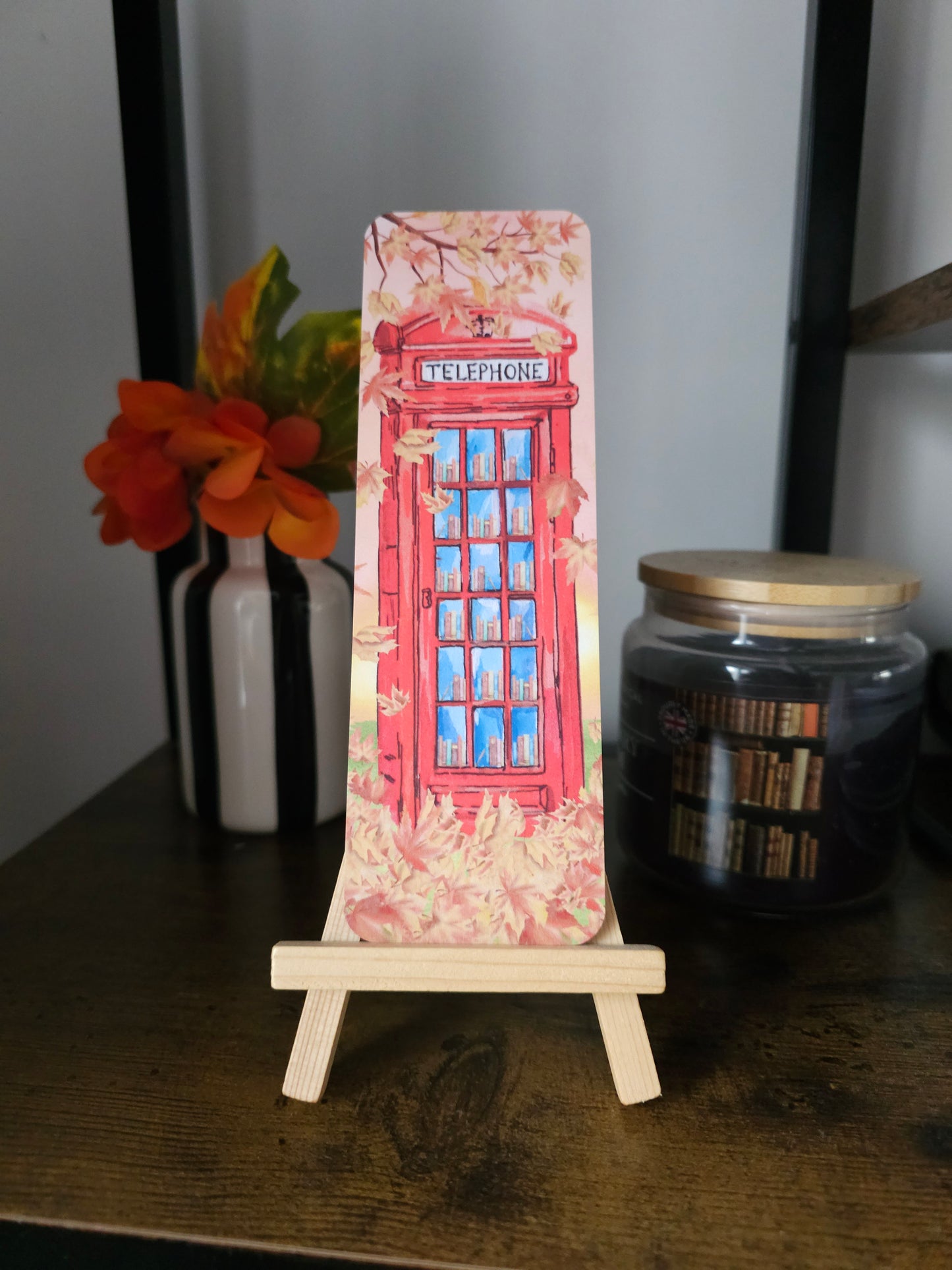 Library in the Leaves Red Telephone Box Bookmark