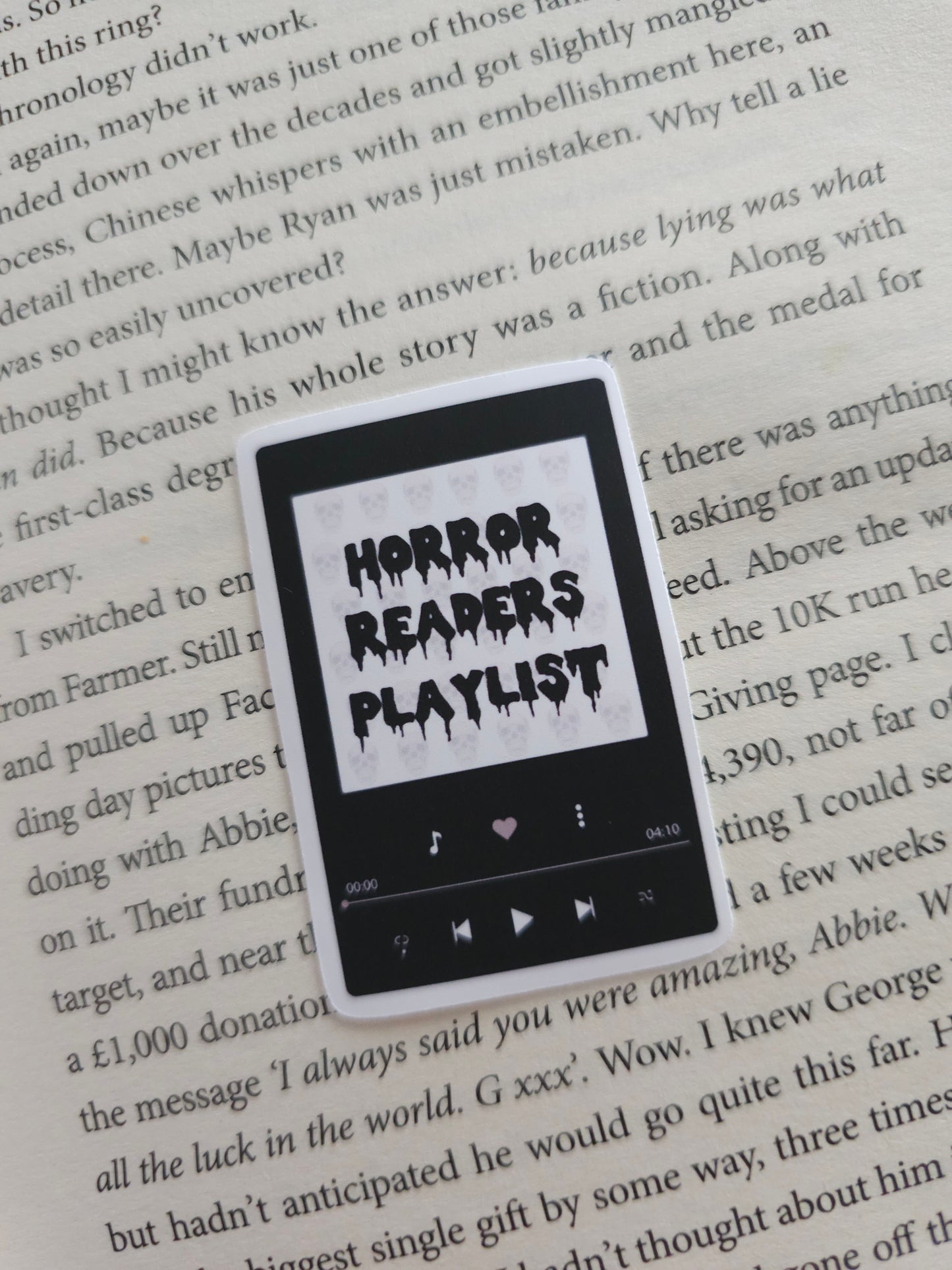 Horror Readers Playlist Vinyl Sticker