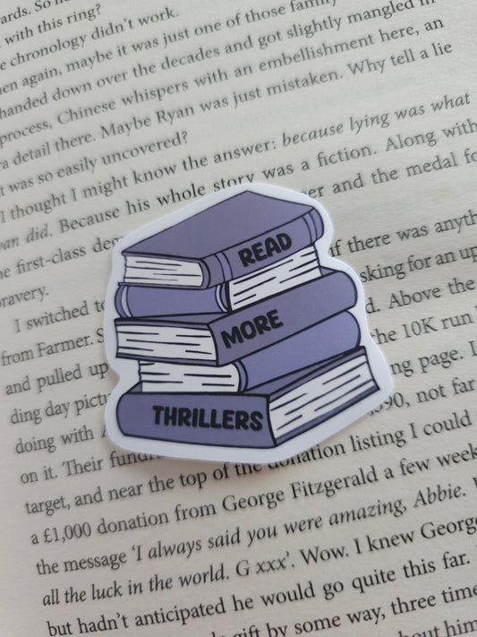 Read More Thrillers Bookstack Vinyl Sticker