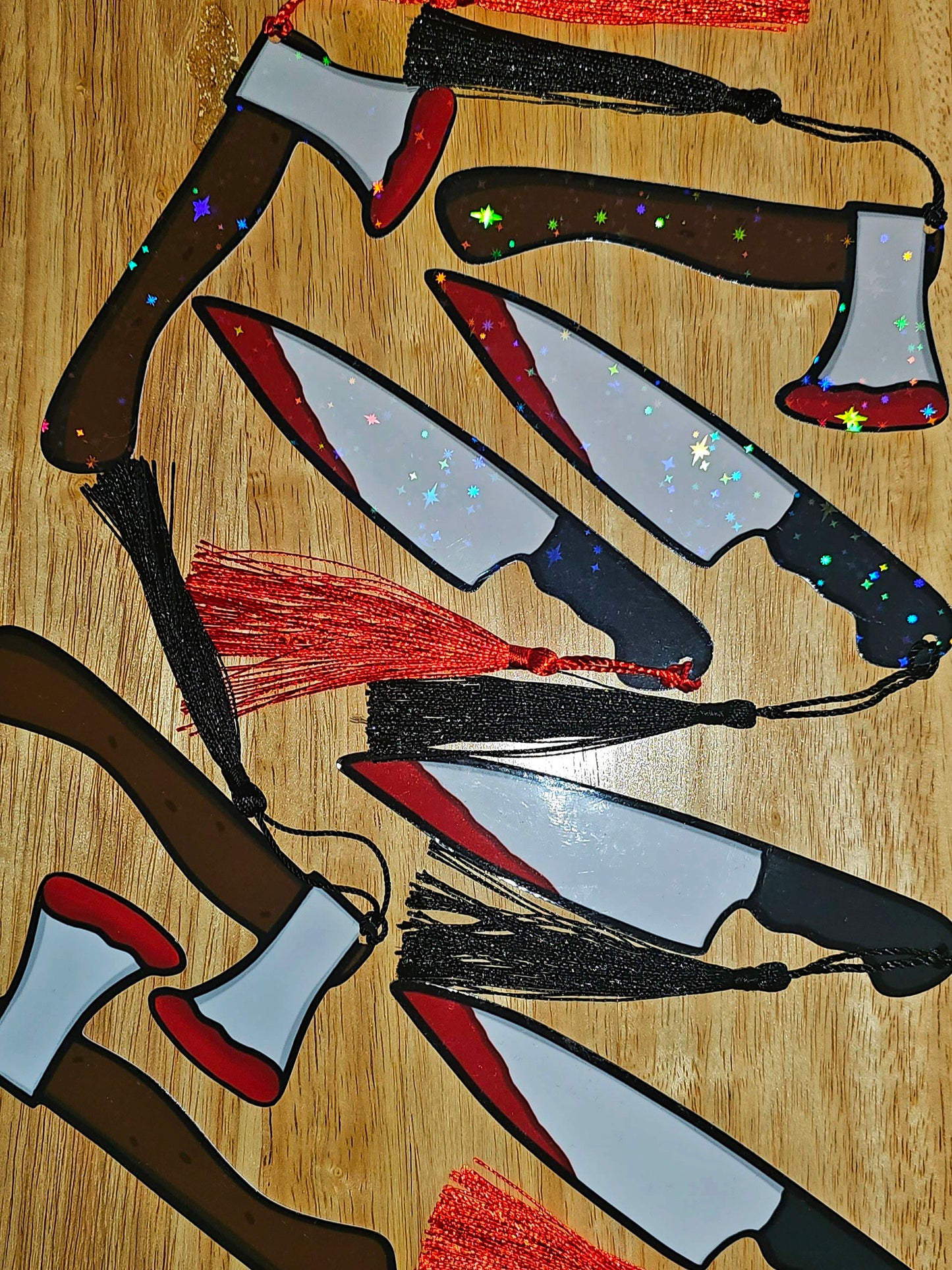 Bloody Axe Mini Holographic Tassel Bookmark