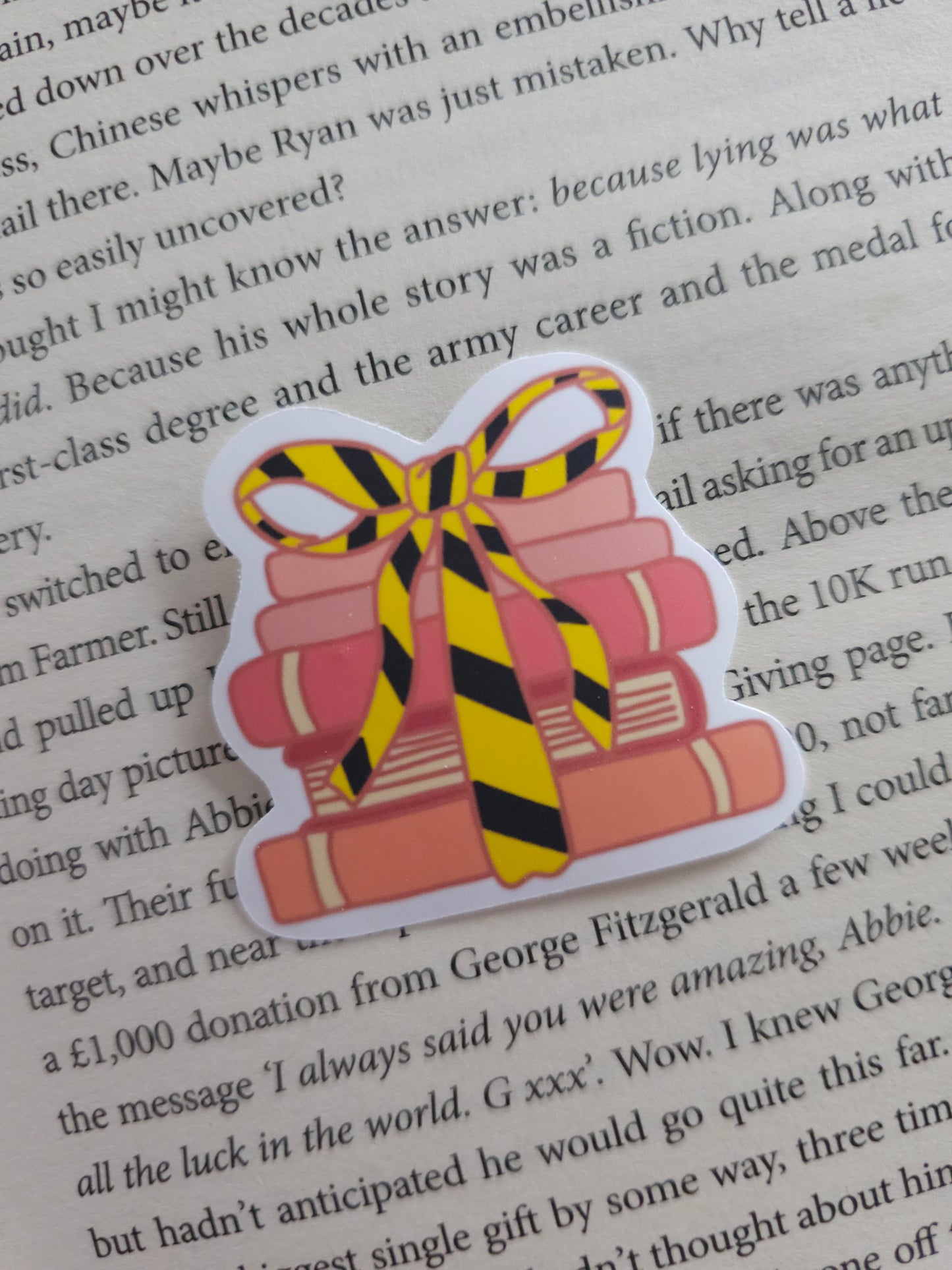 Crime Tape Wrapped Bookstack Vinyl Sticker