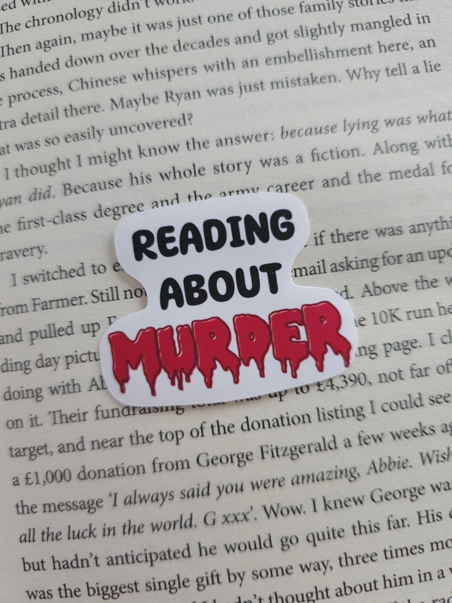 Reading About Murder Vinyl Sticker