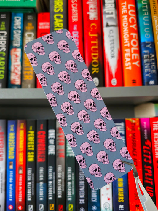 Pink & Grey Skulls Bookmark