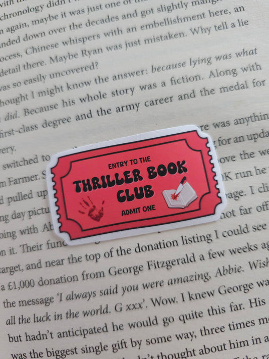 Thriller Book Club Ticket Vinyl Sticker