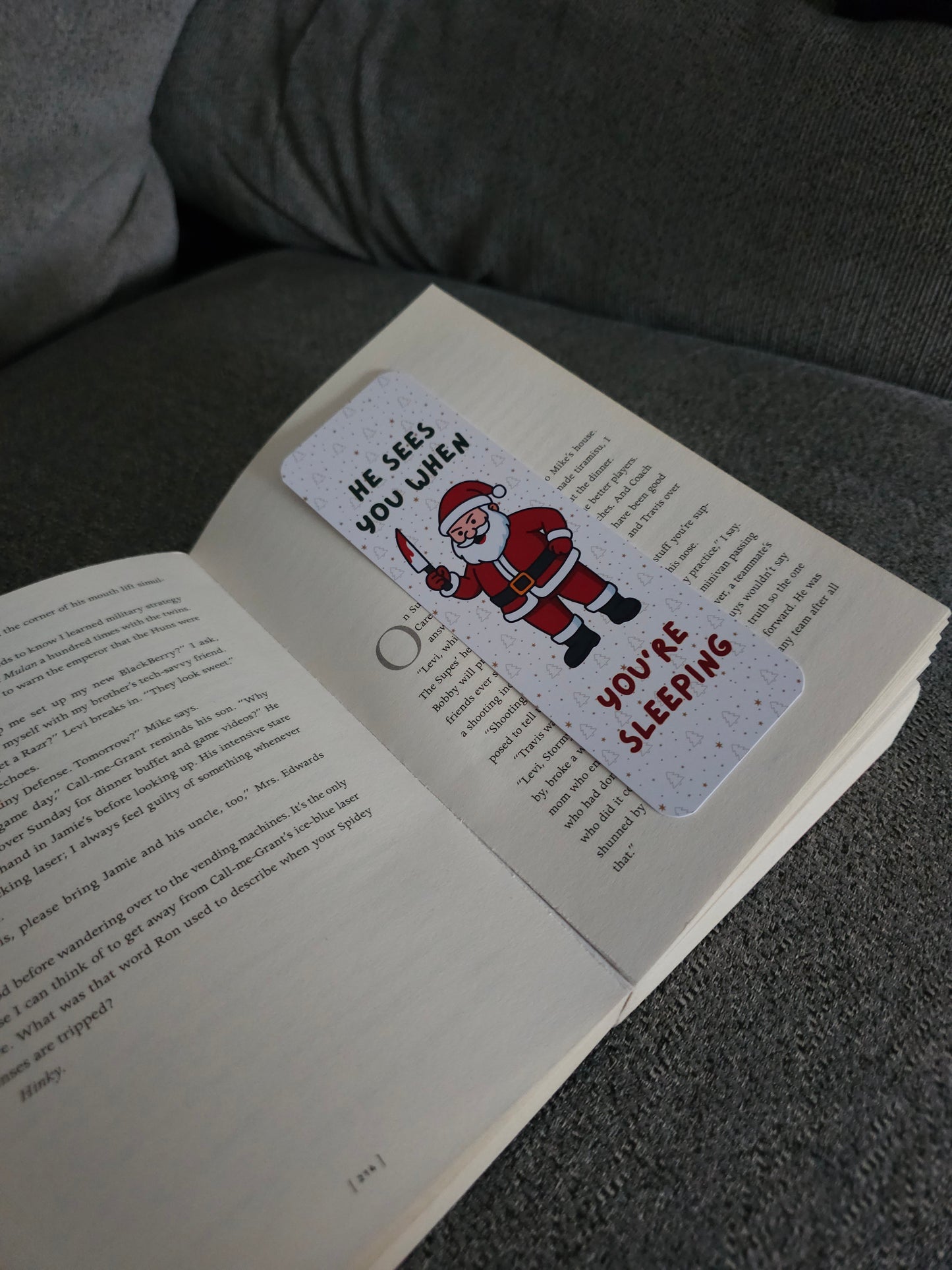 He Sees You When You're Sleeping Santa Bookmark