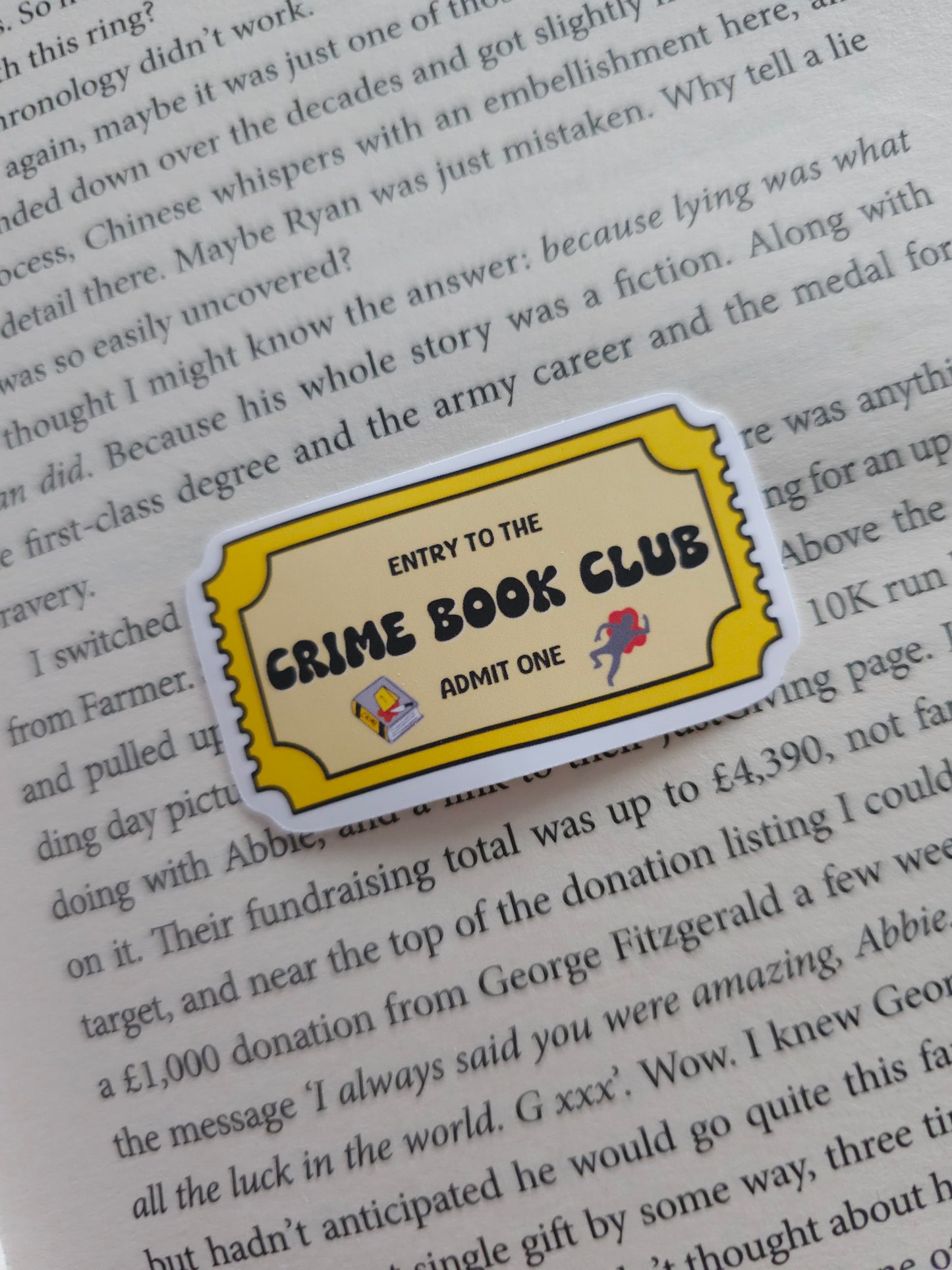 Crime Book Club Ticket Vinyl Sticker