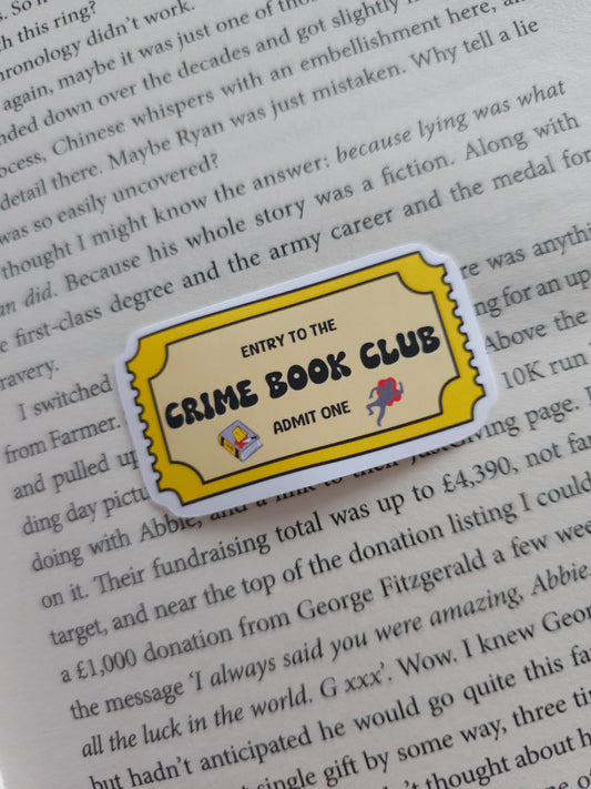 Crime Book Club Ticket Vinyl Sticker