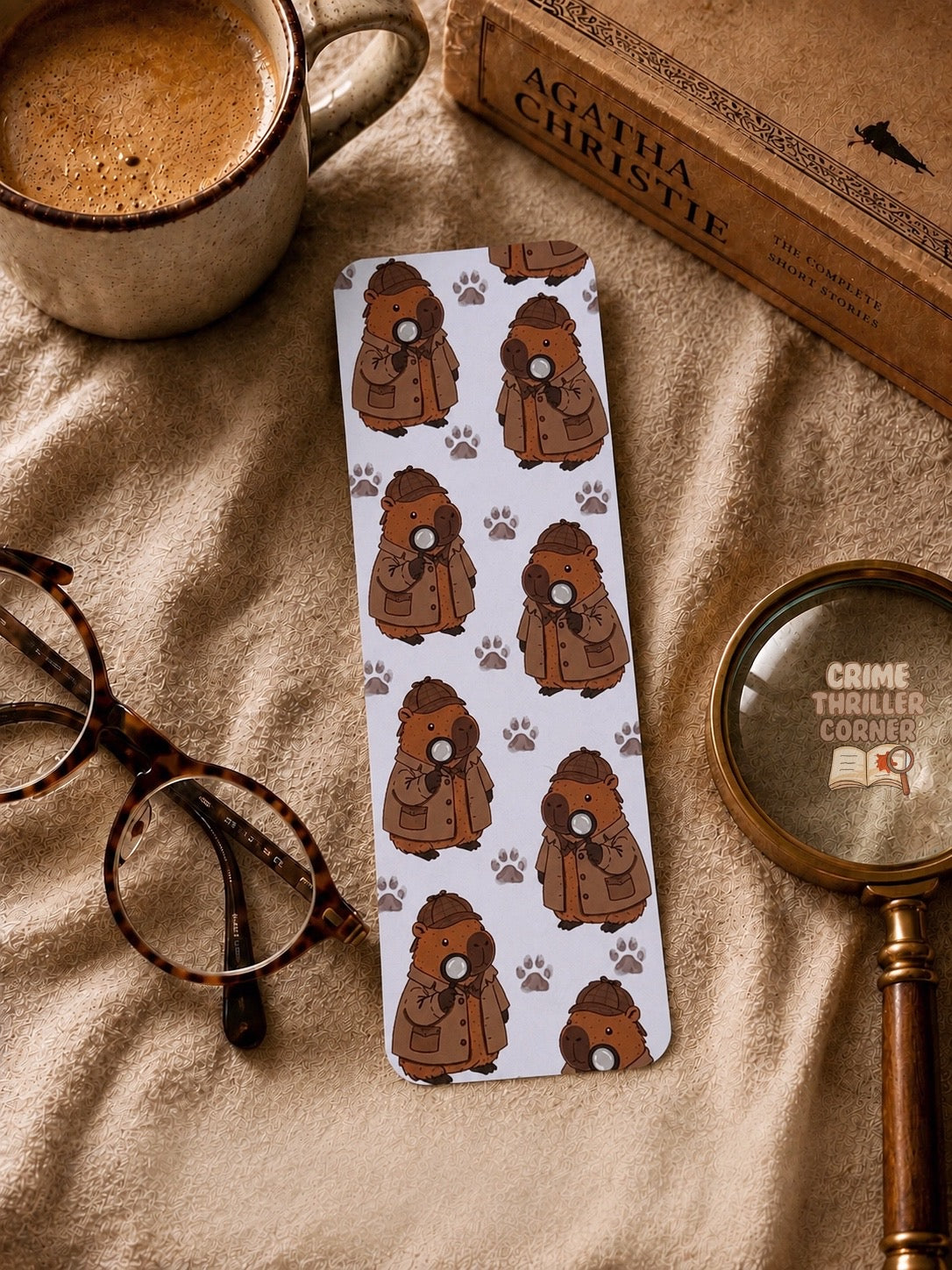 Detective Capybara Pattern Bookmark