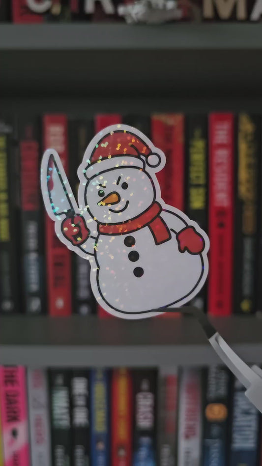 Sinister Snowman Sparkle Sticker