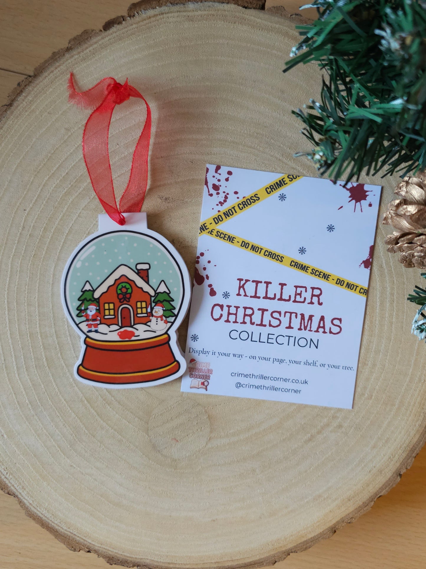 Killer Christmas Snow Globe Magnetic Bookmark / Tree Decoration