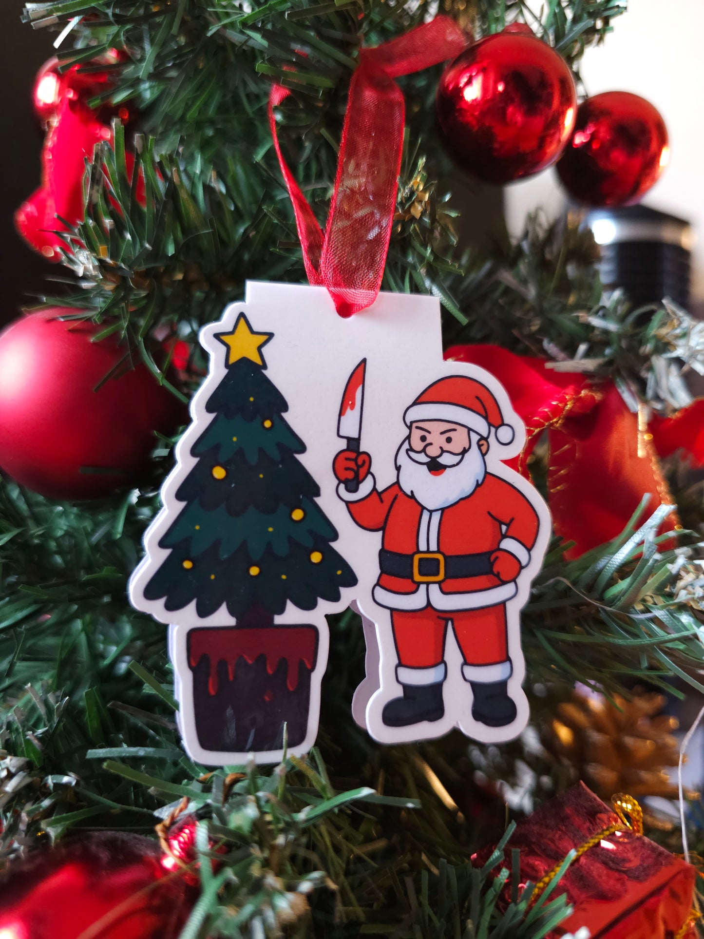 Killer Santa & Tree Magnetic Bookmark / Tree Decoration