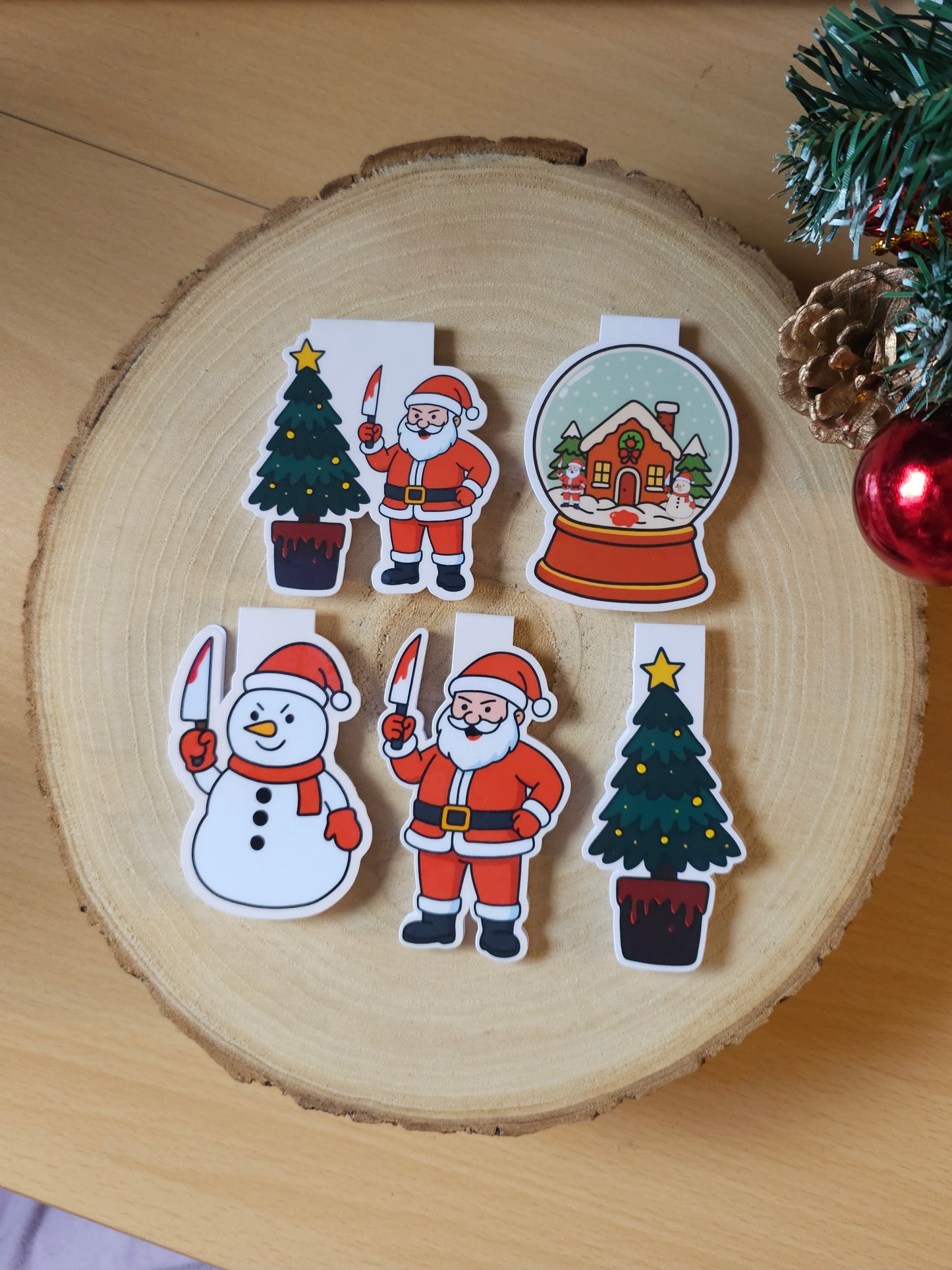 Killer Christmas Magnetic Bookmark & Tree Decoration Set (5-Pack)